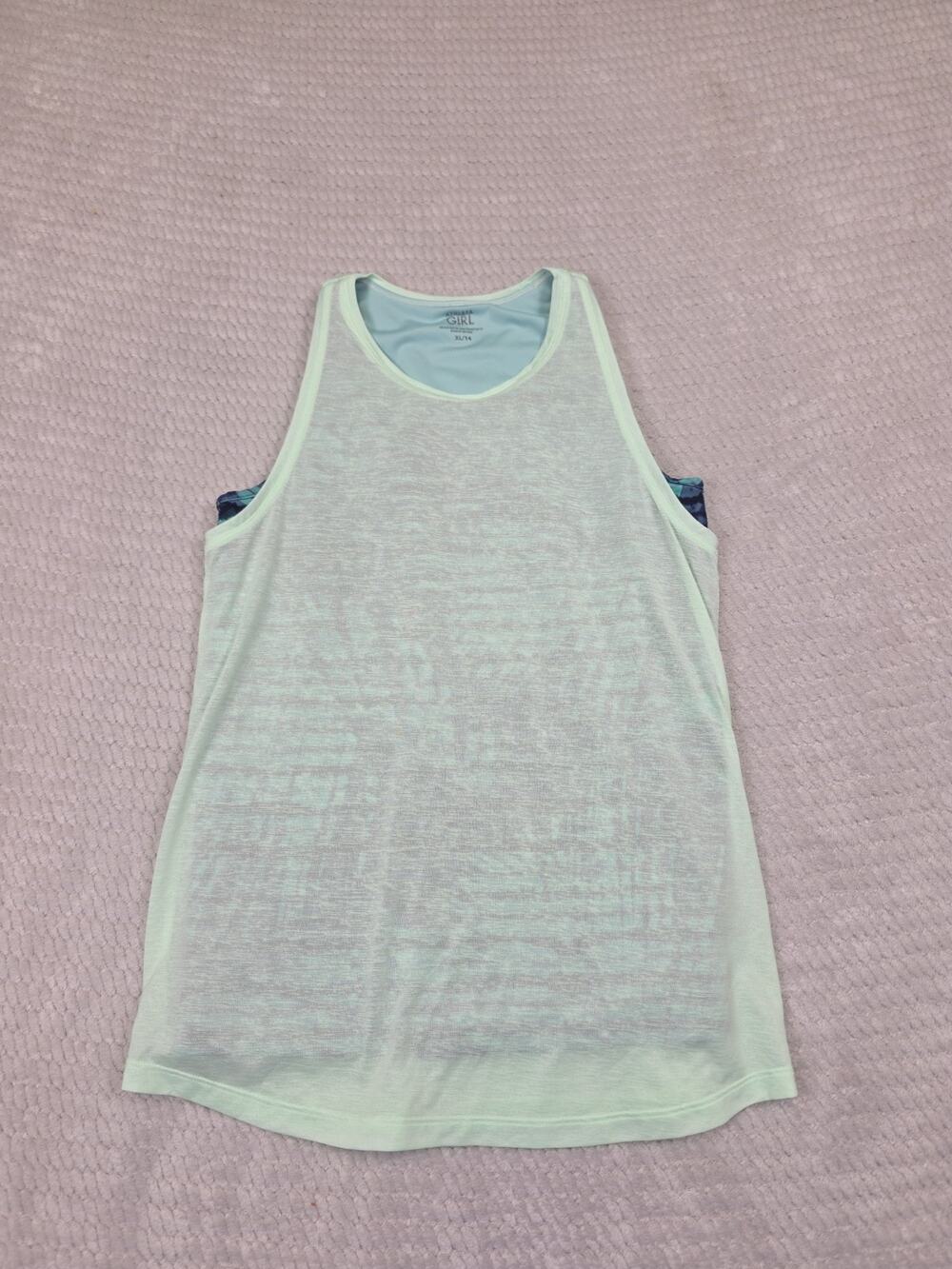 Athleta Girl Shirt Girls XL 14 Mint Double Layer Active Tank Top